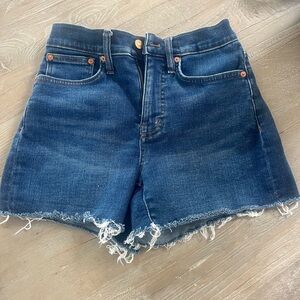Madewell High Rise Denim Frayed Edge Jean Shorts Sz 25